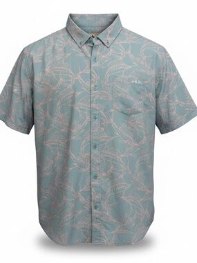 Huk Fishing Shirt Men’s XL Blue Sailfish Print Performance Button Up Stretch
